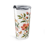You Can Begin Again 20oz Tumbler, Botanical Inspirational Quote Gift, Insulated Stainless Steel Travel Cup — Right view — Photo 4