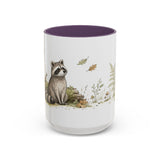 Young Raccoon Accent Mug | Watercolor Nature Coffee Cup | 11oz 15oz Woodland Animal Gift — 15oz / Purple — front