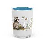 Young Raccoon Accent Mug | Watercolor Nature Coffee Cup | 11oz 15oz Woodland Animal Gift — 15oz / Light Blue — front