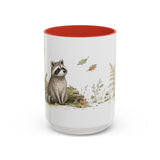 Young Raccoon Accent Mug | Watercolor Nature Coffee Cup | 11oz 15oz Woodland Animal Gift — 15oz / Red — front