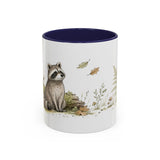 Young Raccoon Accent Mug | Watercolor Nature Coffee Cup | 11oz 15oz Woodland Animal Gift — 11oz / Navy — front