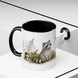 Young Raccoon Accent Mug | Watercolor Nature Coffee Cup | 11oz 15oz Woodland Animal Gift — 11oz / Black — context-2
