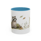 Young Raccoon Accent Mug | Watercolor Nature Coffee Cup | 11oz 15oz Woodland Animal Gift — 11oz / Light Blue — front