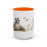 Young Raccoon Accent Mug | Watercolor Nature Coffee Cup | 11oz 15oz Woodland Animal Gift — 15oz / Orange — front