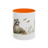 Young Raccoon Accent Mug | Watercolor Nature Coffee Cup | 11oz 15oz Woodland Animal Gift — 11oz / Orange — front