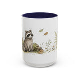 Young Raccoon Accent Mug | Watercolor Nature Coffee Cup | 11oz 15oz Woodland Animal Gift — 15oz / Navy — front