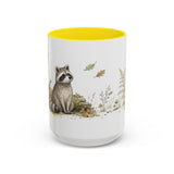 Young Raccoon Accent Mug | Watercolor Nature Coffee Cup | 11oz 15oz Woodland Animal Gift — 15oz / Yellow — front