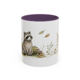 Young Raccoon Accent Mug | Watercolor Nature Coffee Cup | 11oz 15oz Woodland Animal Gift — 11oz / Purple — front