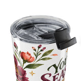 Your Season Will Bloom 20oz Tumbler, Botanical Inspirational Quote Gift, Insulated Stainless Steel Travel Cup — Product view — Photo 6