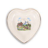 Zermatt Ceramic Ring Dish, Gold Rim Trinket Tray, Jewelry Holder Gift, Round Wavy Round Heart — Front view — Photo 3