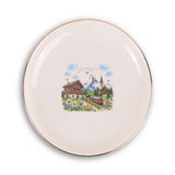 Zermatt Ceramic Ring Dish, Gold Rim Trinket Tray, Jewelry Holder Gift, Round Wavy Round Heart — Front view — Photo 1